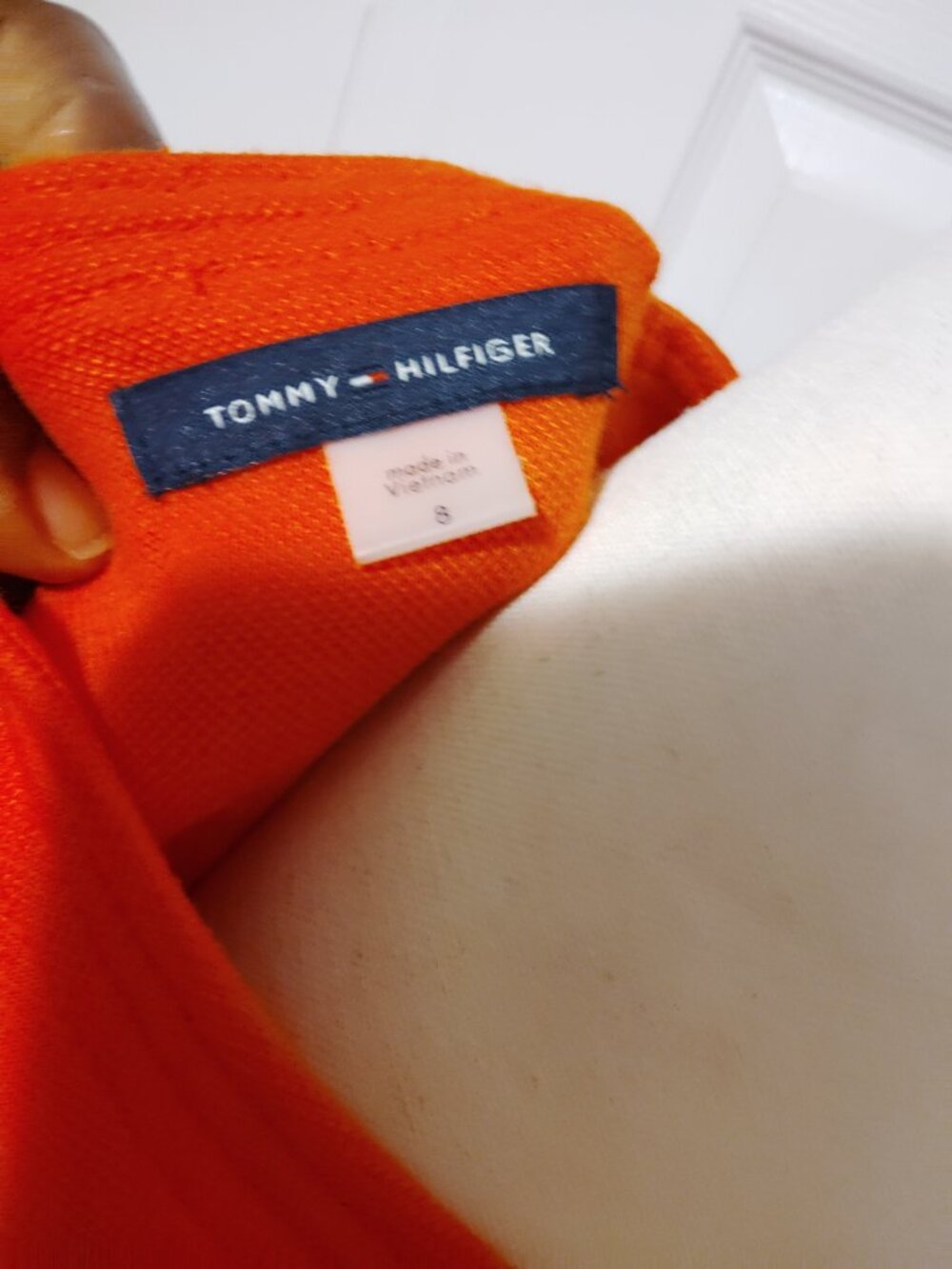 Tommy Hilfiger Women's Elegant Orange Sleeveless Dress Silver Button Neckline. - Picture 5 of 5